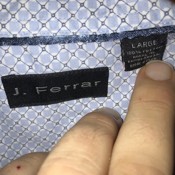 Men's J. Ferrar Blue & White Printed Button Down Shirt - Picture 8 of 12